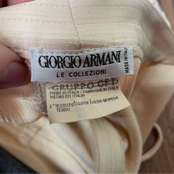 Vtg Giorgio‎ Armani Pants Italy Taupe Straight Leg Trousers Bow Pants 27X30 - Picture 6 of 10